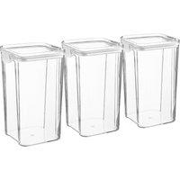 Argon Tableware 3x Food Storage Containers 1.3L - Reusable Airtight Kitchen Jar Clip-Top Lid in White