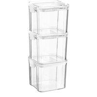 Argon Tableware 3x Food Storage Containers 700ml - Reusable Airtight Kitchen Jar Clip-Top Lid in White