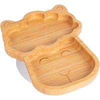 Tiny Dining Bamboo Suction Plate - Llama - Divided Non-Slip Baby Weaning Plate in White