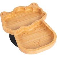 Tiny Dining Bamboo Suction Plate - Llama - Divided Non-Slip Baby Weaning Plate in Black
