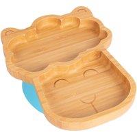 Tiny Dining Bamboo Suction Plate - Llama - Divided Non-Slip Baby Weaning Plate in Blue