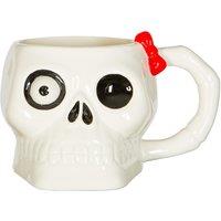 Fax Potato Halloween Skull Mug - 750ml Stoneware Spooky Coffee Cup in White