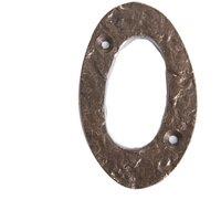 Hammer and Tongs Rustic Iron Numeral - Number 0 - H80mm in Grey