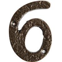 Hammer and Tongs Rustic Iron Numeral - Number 6 - H75mm in Grey