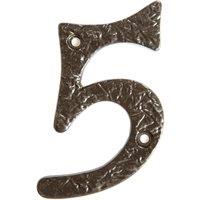 Hammer and Tongs Rustic Iron Numeral - Number 5 - H85mm in Grey