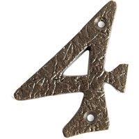 Hammer and Tongs Rustic Iron Numeral - Number 4 - H70mm in Grey