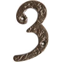 Hammer and Tongs Rustic Iron Numeral - Number 3 - H75mm in Grey