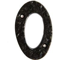 Hammer and Tongs Rustic Iron Numeral - Number 0 - H80mm in Black