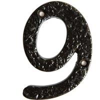 Hammer and Tongs Rustic Iron Numeral - Number 9 - H75mm in Black