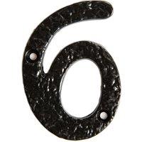 Hammer and Tongs Rustic Iron Numeral - Number 6 - H75mm in Black