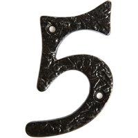 Hammer and Tongs Rustic Iron Numeral - Number 5 - H85mm in Black