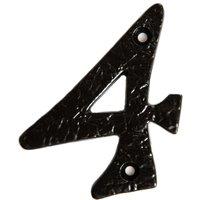 Hammer and Tongs Rustic Iron Numeral - Number 4 - H70mm in Black