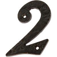 Hammer and Tongs Rustic Iron Numeral - Number 2 - H85mm in Black