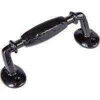 Hammer and Tongs Offset Wrought Iron Door Handle - H160mm - Black | Size: 10000mm x 520mm