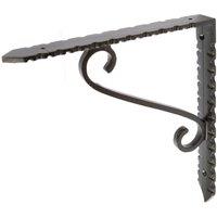 Hammer and Tongs Notched Scroll Iron Shelf Bracket - D205mm in Black | Size: 1000mm x 1000mm