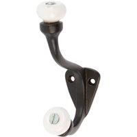 Hammer and Tongs White Ceramic Ball Hat & Coat Hook - W30mm x H105mm in Black | Size: 1000mm x 1000mm
