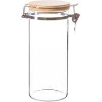 Argon Tableware Glass Storage Jar with Wooden Clip Lid 1.4 Litre in Clear