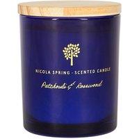 Nicola Spring 130g Patchouli & Rosewood Soy Wax Candle - Sweet Creamy Scented Glass in Blue