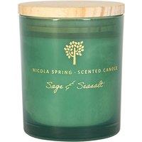 Nicola Spring 130g Sage & Seasalt Soy Wax Candle - Herbal Spa Relaxing Glass Jar in Green