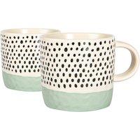 Nicola Spring Dipped Dotty Stoneware Coffee Mugs - 385ml - Pack of 2 in Blue