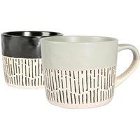 Nicola Spring Dipped Dash Stoneware Coffee Mugs - 475ml - Pack of 2