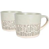 Nicola Spring Dipped Dash Stoneware Coffee Mugs - 475ml - Pack of 2 in Grey