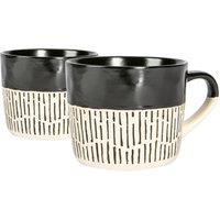 Nicola Spring Dipped Dash Stoneware Coffee Mugs - 475ml - Black - Pack of 2