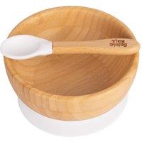 Tiny Dining Bamboo Baby Suction Bowl & Spoon Set in White