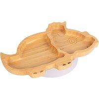Tiny Dining Bamboo Suction Plate - Dinosaur - Divided Non-Slip Baby Weaning Plate in White