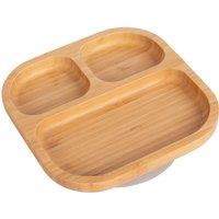 Tiny Dining Bamboo Suction Plate - Segmented - Divided Non-Slip Baby Weaning Plate in Grey