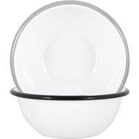 Argon Tableware 16cm White Enamel Bowls Set - Black/Grey