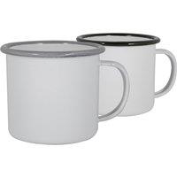 Argon Tableware 130ml Enamel Espresso Cup Set - Black/Grey Metal Drinking Mugs Cups