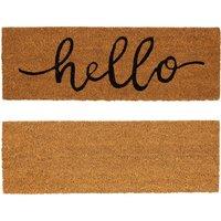 Nicola Spring Coir Step Mats - 60 x 20cm - Hello - Pack of 2 in Brown | Size: 39 cm x 60 cm