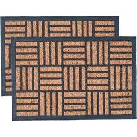 Nicola Spring Heavy Duty Door Mats - 60 x 40cm - Mosaic - Set of 2 in Black | Size: 40 cm x 60 cm