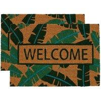 Nicola Spring Coir Door Mats - 60 x 40cm - Banana Leaf - Set of 2 | Size: 40 cm x 60 cm