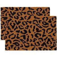 Nicola Spring Coir Door Mats - 60 x 40cm - Leopard - Set of 2 | Size: 40 cm x 60 cm