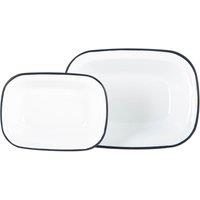 Argon Tableware 2 Piece White Enamel Pie Dishes Set in Navy