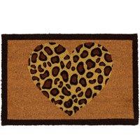 Nicola Spring Coir Door Mat - 60 x 40cm - Leopard Heart | Size: 40 cm x 60 cm
