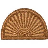 Nicola Spring Half Moon Coir Door Mat - 60 x 40cm - Embossed in Brown | Size: 40 cm x 60 cm