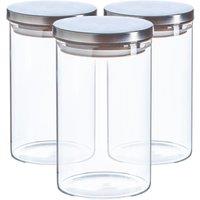 Argon Tableware Scandi Storage Jars with Metallic Lids - 1 Litre - Pack of 3 in Silver