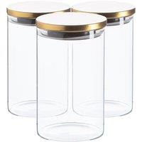 Argon Tableware Scandi Storage Jars with Metallic Lids - 1 Litre - Pack of 3 in Gold