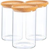 Argon Tableware Scandi Storage Jar with Cork Lids 1 Litre Pack of 3 in Clear