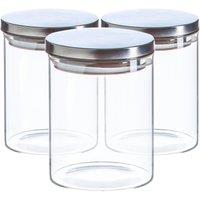 Argon Tableware Scandi Storage Jars with Metallic Lids - 750ml - Pack of 3 in Silver