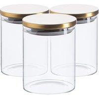 Argon Tableware Scandi Storage Jars with Metallic Lids - 750ml - Pack of 3 in Gold