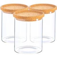 Argon Tableware Scandi Storage Jar with Cork Lids 750ml Pack of 3 in Clear