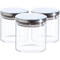 Argon Tableware Scandi Storage Jars with Metallic Lids - 550ml - Pack of 3 in Silver