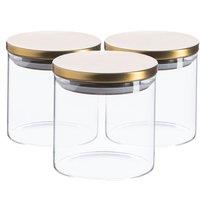 Argon Tableware Scandi Storage Jars with Metallic Lids - 550ml - Pack of 3 in Gold