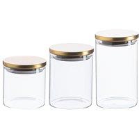 Argon Tableware Scandi Storage Jars with Metallic Lids - 3 Sizes - Gold