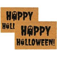 Nicola Spring Halloween Coir Door Mats - 60 x 40cm - Ghost - Set of 2 | Size: 40 cm x 60 cm