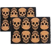Nicola Spring Halloween Coir Door Mats - 60 x 40cm - Skulls - Set of 2 | Size: 40 cm x 60 cm